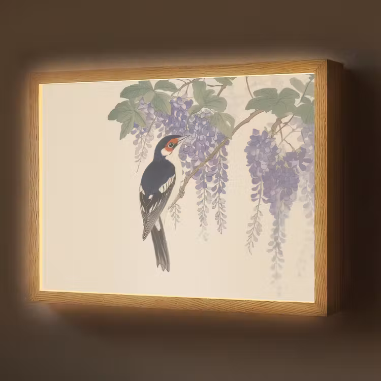 Lightbox - Wandlamp - Specht - Bloemen - Paars — 1