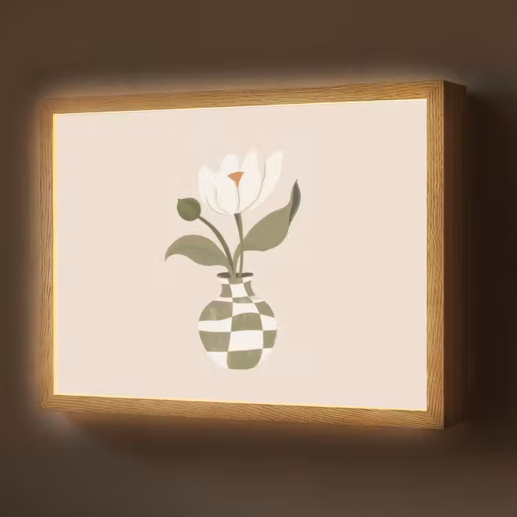 Lightbox - Wandlamp - Vaas - Geruit - Bloem - Groen — 1