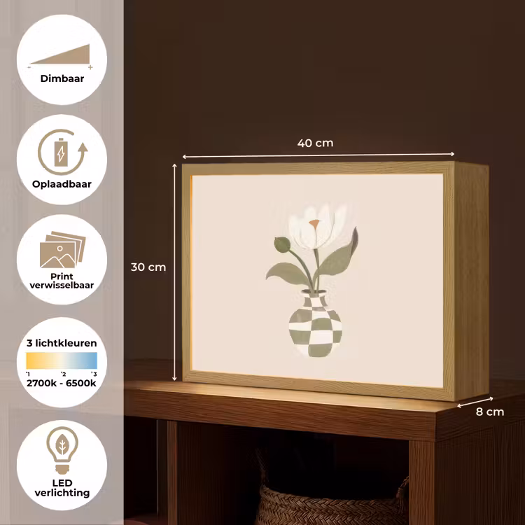 Lightbox - Wandlamp - Vaas - Geruit - Bloem - Groen — 10