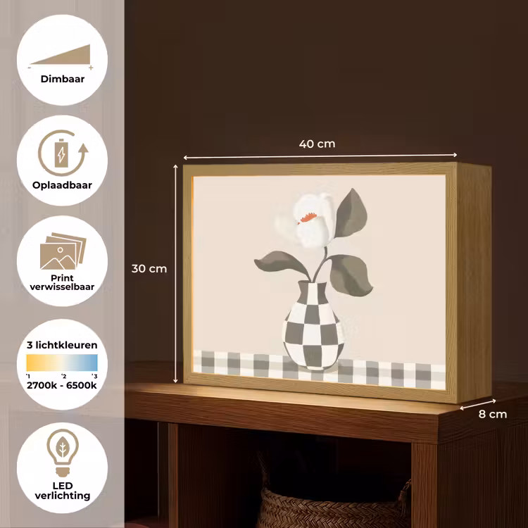 Lightbox - Wandlamp - Vaas - Geruit - Groen - Bloem — 10