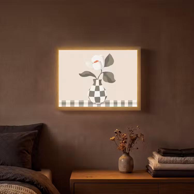 Lightbox - Wandlamp - Vaas - Geruit - Groen - Bloem — 3