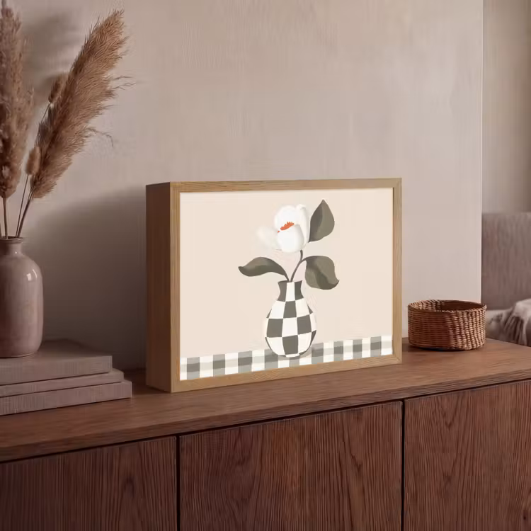 Lightbox - Wandlamp - Vaas - Geruit - Groen - Bloem — 4