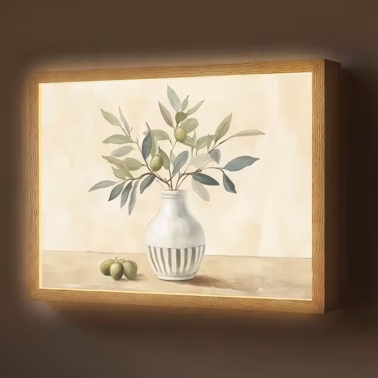 Lightbox - Wandlamp - Vaas - Keramiek - Olijftakken — 1