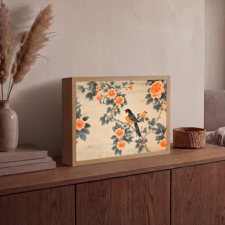 Lightbox - Wandlamp - Vogel - Tak - Bloemen - Oranje — 4
