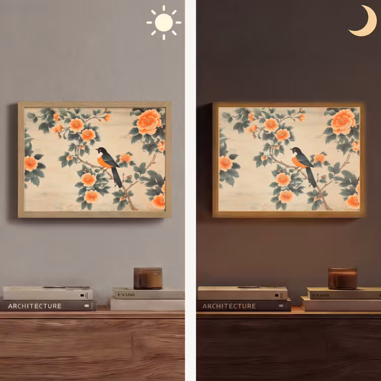 Lightbox - Wandlamp - Vogel - Tak - Bloemen - Oranje — 6