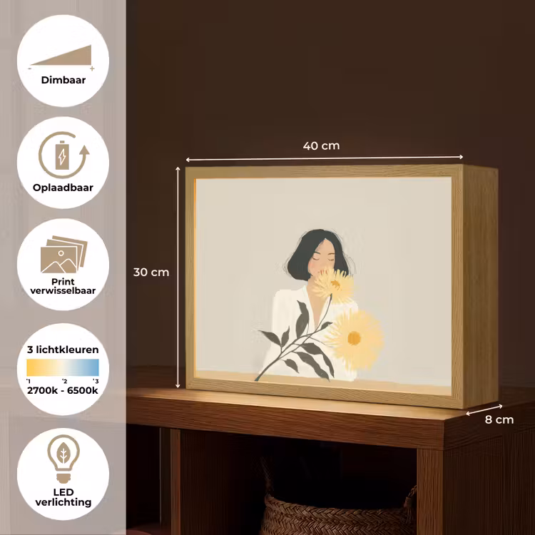 Lightbox - Wandlamp - Vrouw - Bloem - Geel - Minimalistisch — 10