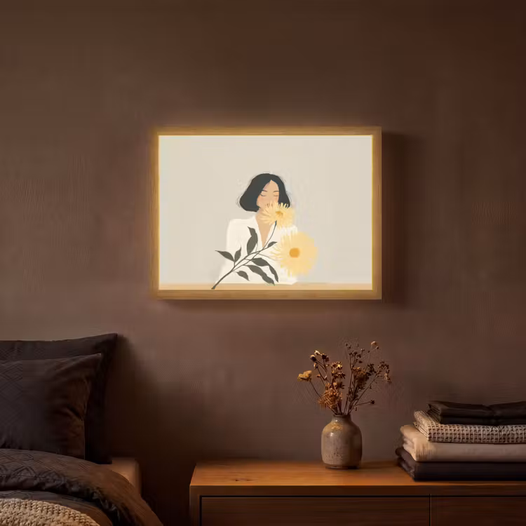 Lightbox - Wandlamp - Vrouw - Bloem - Geel - Minimalistisch — 3