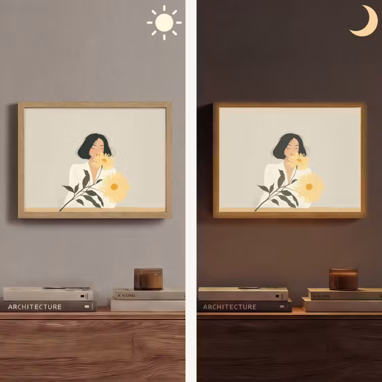 Lightbox - Wandlamp - Vrouw - Bloem - Geel - Minimalistisch — 6