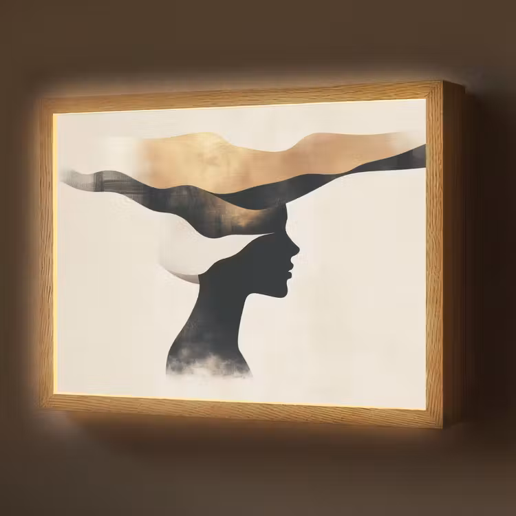 Lightbox - Wandlamp - Vrouw - Golven - Zwart — 1