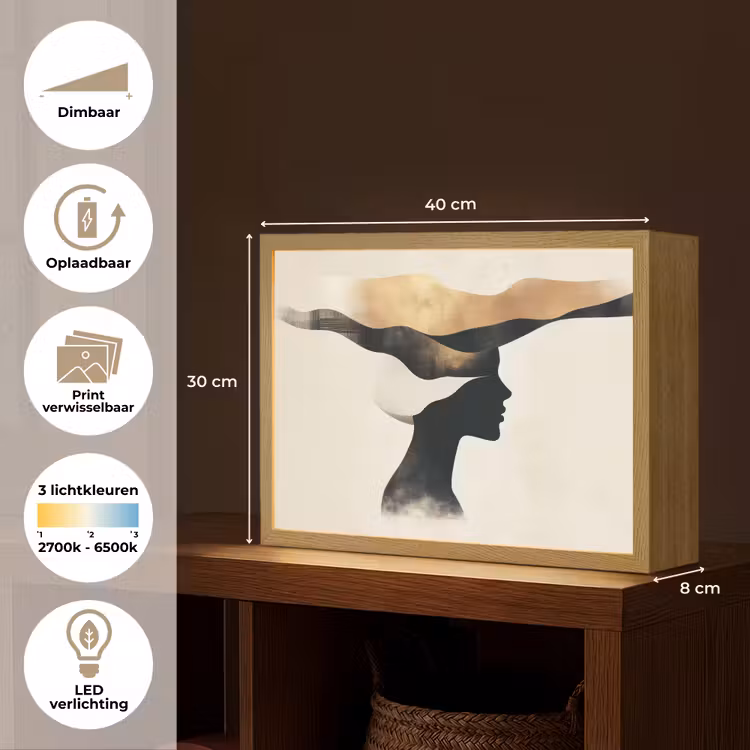 Lightbox - Wandlamp - Vrouw - Golven - Zwart — 10