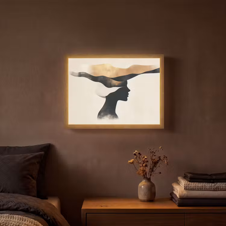 Lightbox - Wandlamp - Vrouw - Golven - Zwart — 3
