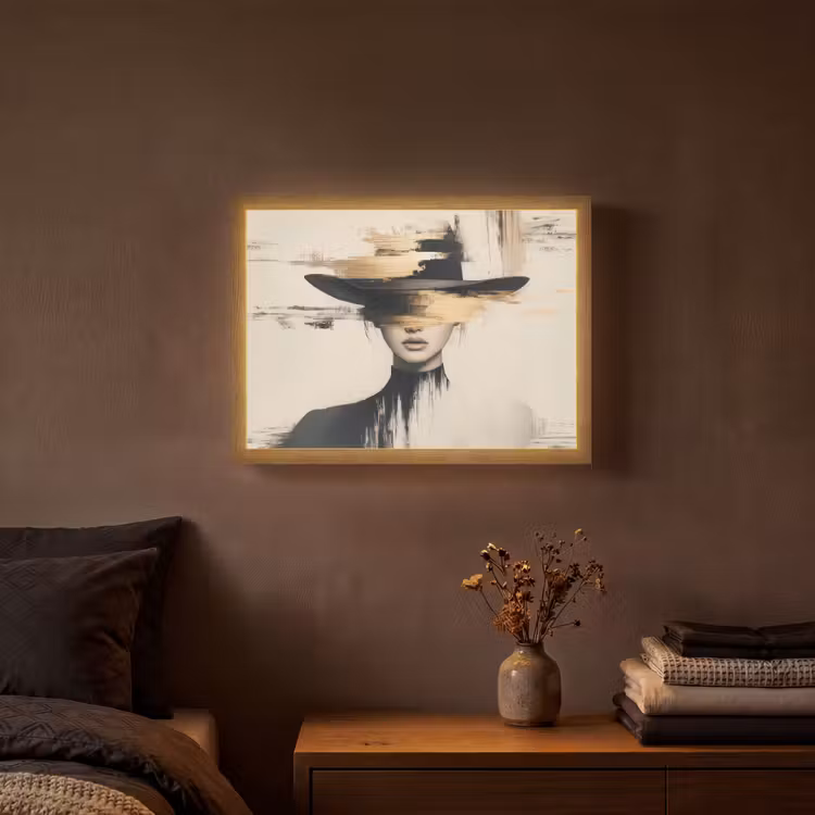 Lightbox - Wandlamp - Vrouw - Hoed - Verf — 3