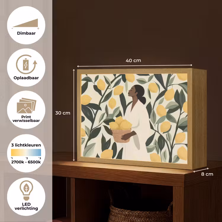 Lightbox - Wandlamp - Vrouw - Mand - Citroenen - Bladeren — 10