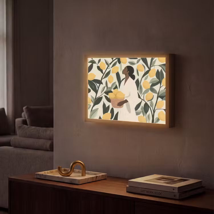 Lightbox - Wandlamp - Vrouw - Mand - Citroenen - Bladeren — 2
