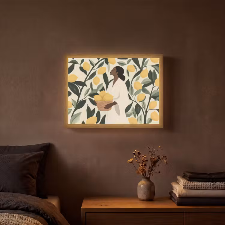 Lightbox - Wandlamp - Vrouw - Mand - Citroenen - Bladeren — 3
