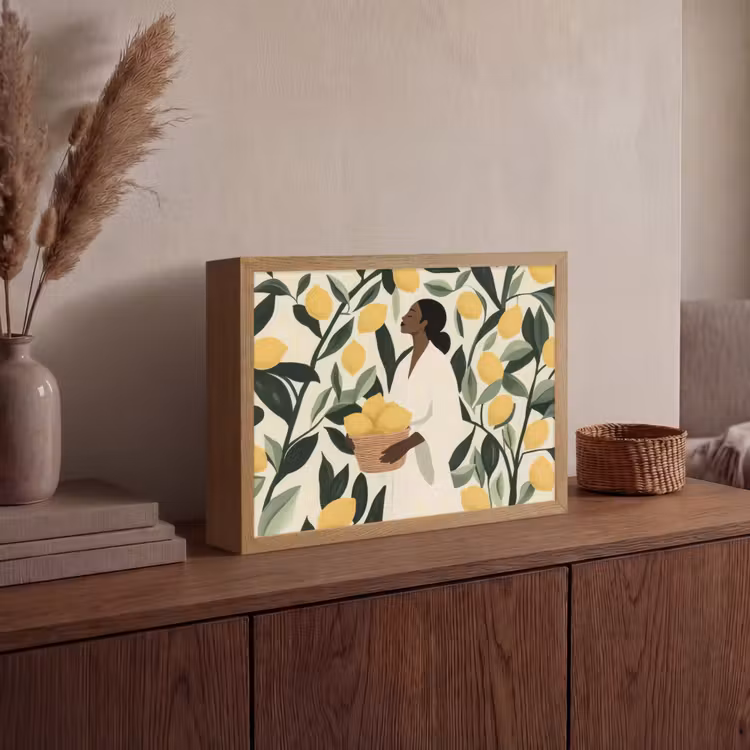 Lightbox - Wandlamp - Vrouw - Mand - Citroenen - Bladeren — 4