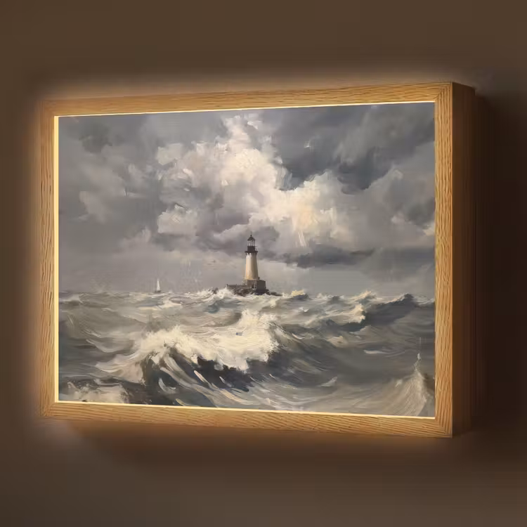 Lightbox - Wandlamp - Vuurtoren - Golven - Storm — 1