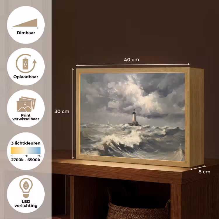 Lightbox - Wandlamp - Vuurtoren - Golven - Storm — 10