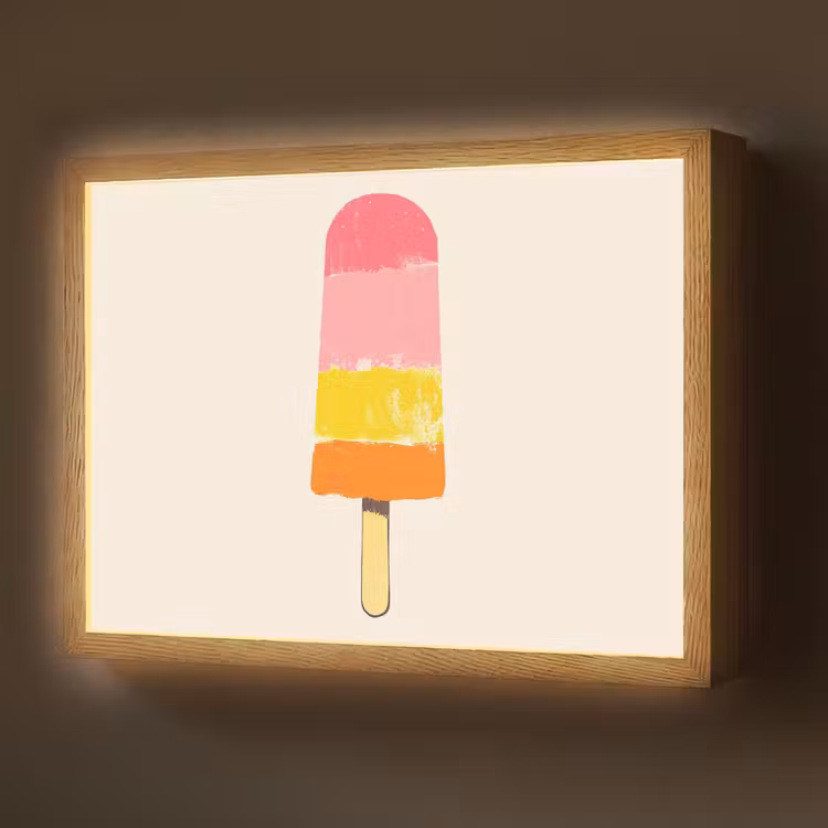 Lightbox - Wandlamp - Waterijsje - Retro - Stokje - Roze — 1