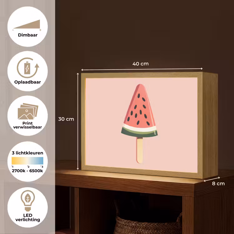 Lightbox - Wandlamp - Watermeloen - Ijsje - Pitjes - Rood — 10