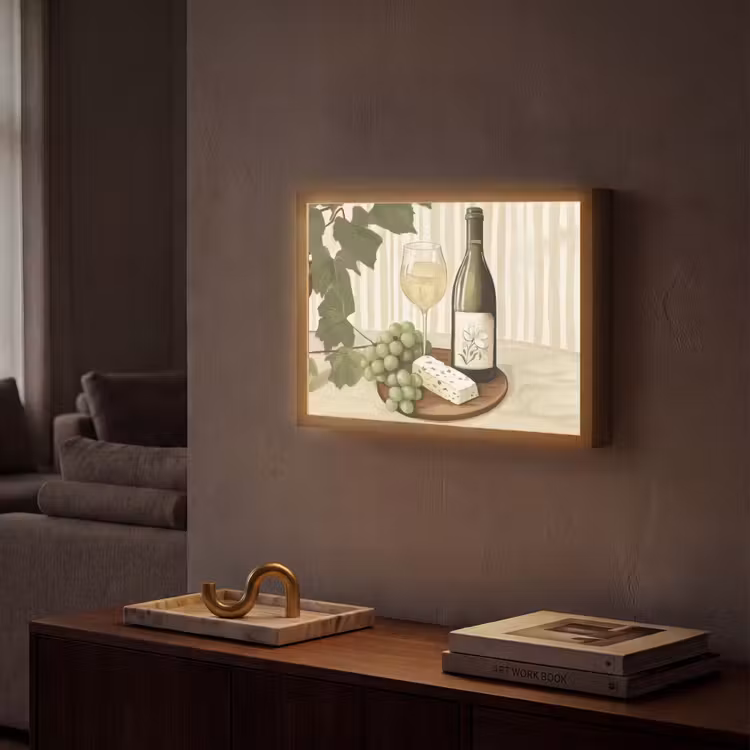 Lightbox - Wandlamp - Wijn - Druiven - Kaas - Bladeren — 2