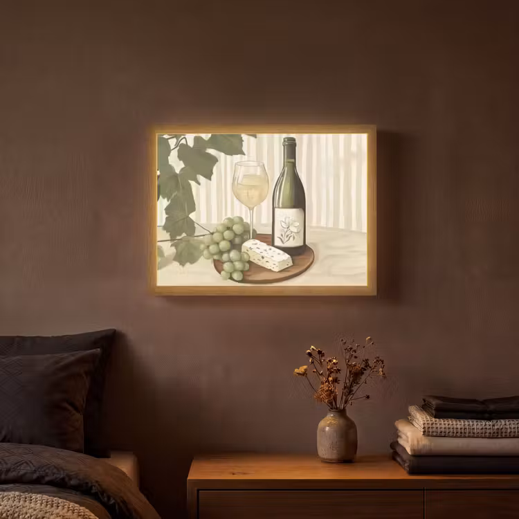 Lightbox - Wandlamp - Wijn - Druiven - Kaas - Bladeren — 3