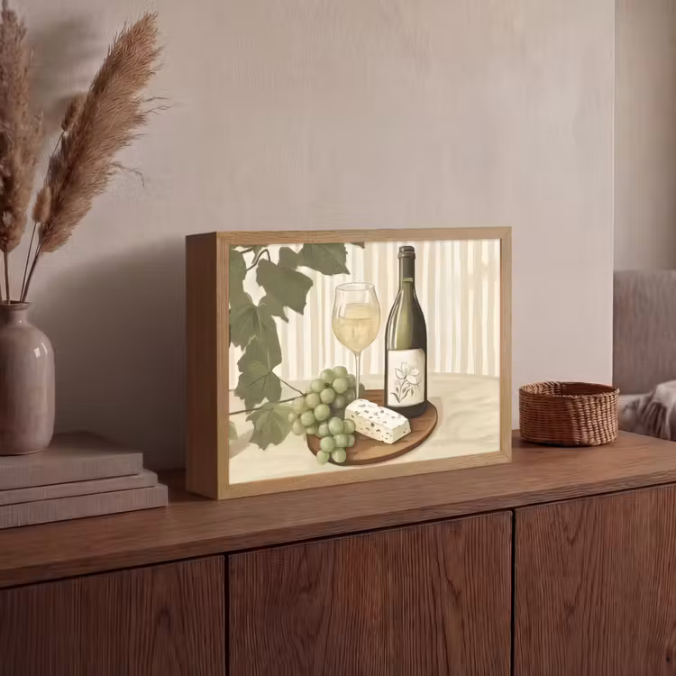 Lightbox - Wandlamp - Wijn - Druiven - Kaas - Bladeren — 4