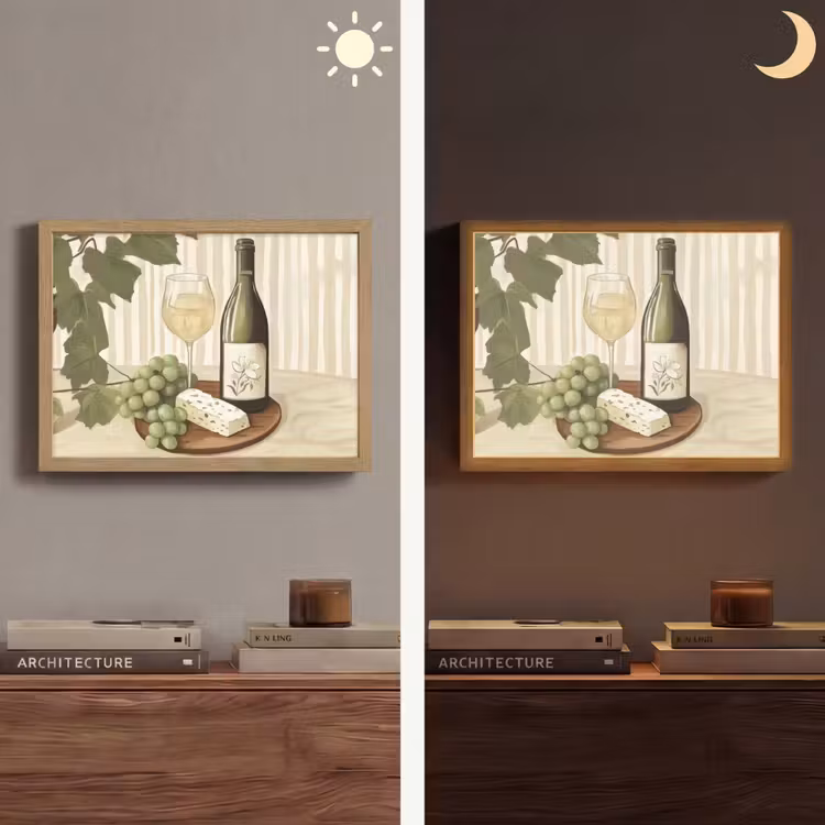 Lightbox - Wandlamp - Wijn - Druiven - Kaas - Bladeren — 6
