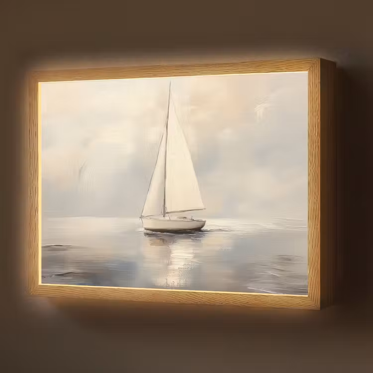 Lightbox - Wandlamp - Zeilschip - Zee - Bewolkt — 1