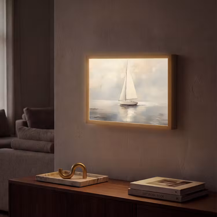 Lightbox - Wandlamp - Zeilschip - Zee - Bewolkt — 2