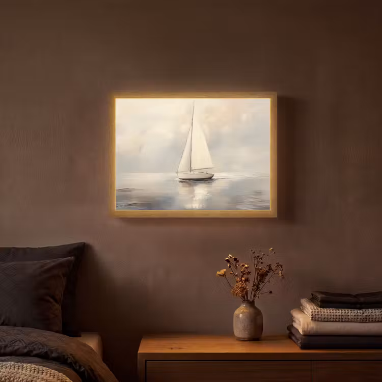 Lightbox - Wandlamp - Zeilschip - Zee - Bewolkt — 3