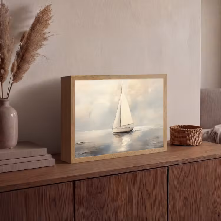 Lightbox - Wandlamp - Zeilschip - Zee - Bewolkt — 4
