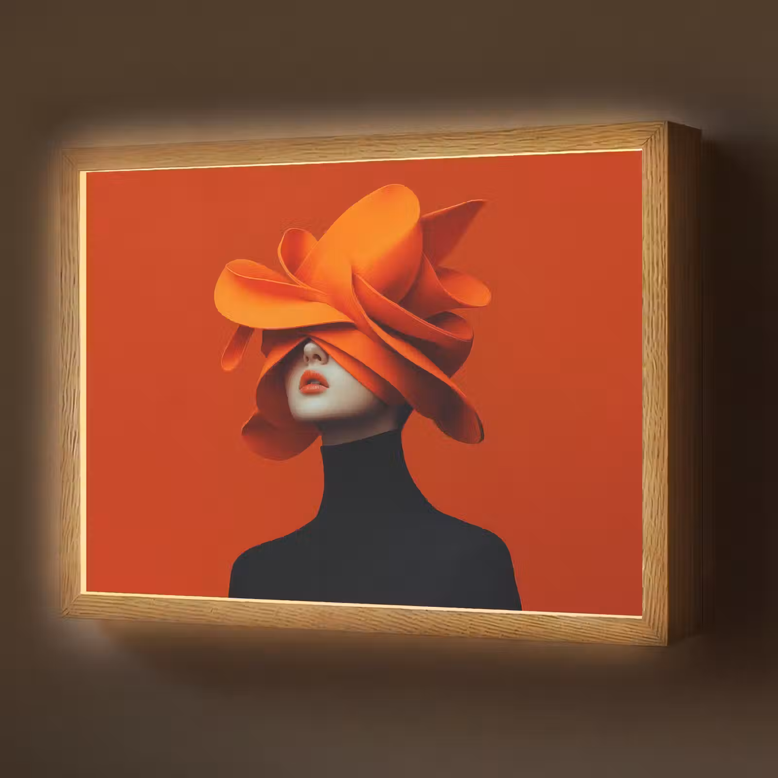 Lightbox - Wandlamp - Oranje - Hoed - Vrouw — 1