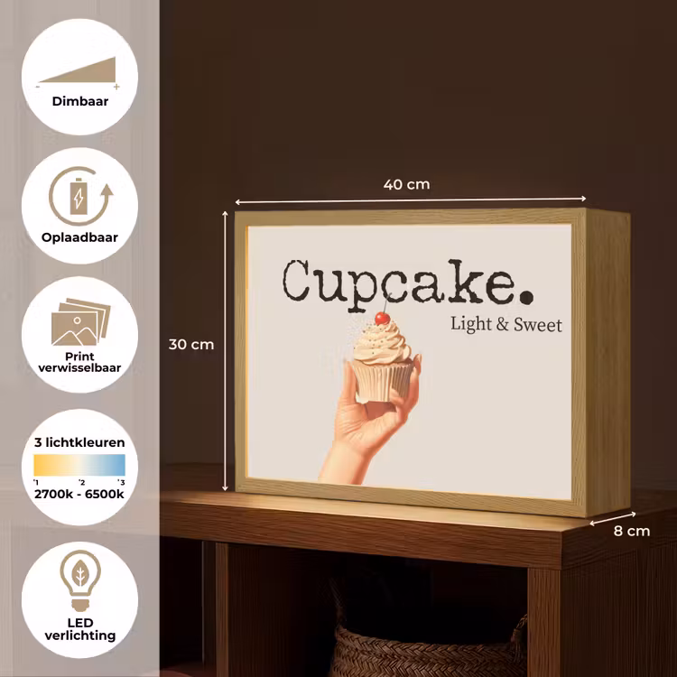 Lightbox - Wandlamp - Cupcake - Zoet - Kers — 10