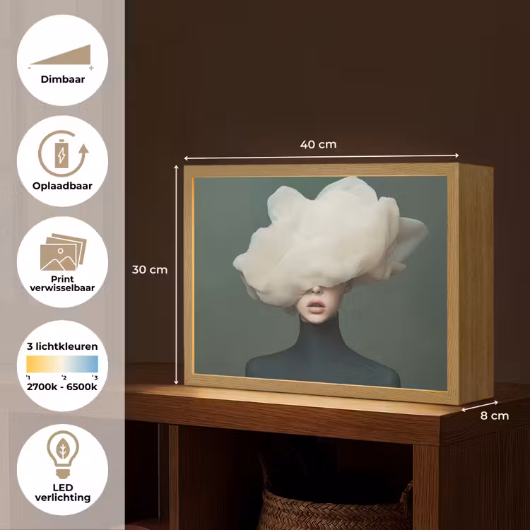 Lightbox - Wandlamp - Hoed - Vrouw - Beige — 10