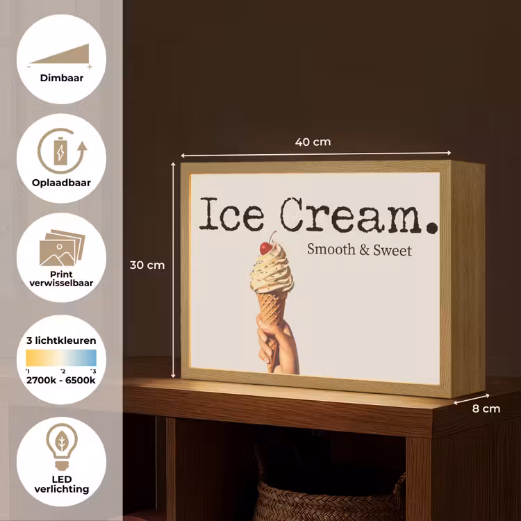 Lightbox - Wandlamp - Ice cream - Softijs - Kleurrijk - Kers — 10