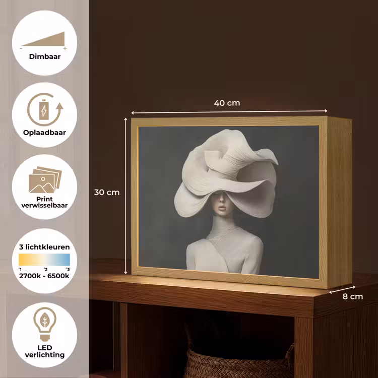 Lightbox - Wandlamp - Modern - Vrouw - Hoed — 10