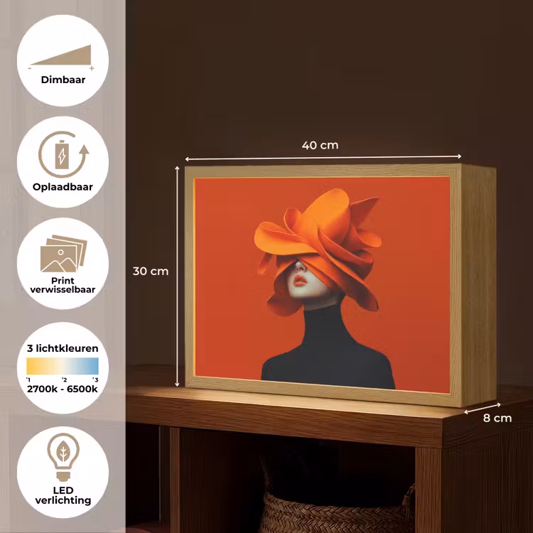 Lightbox - Wandlamp - Oranje - Hoed - Vrouw — 10