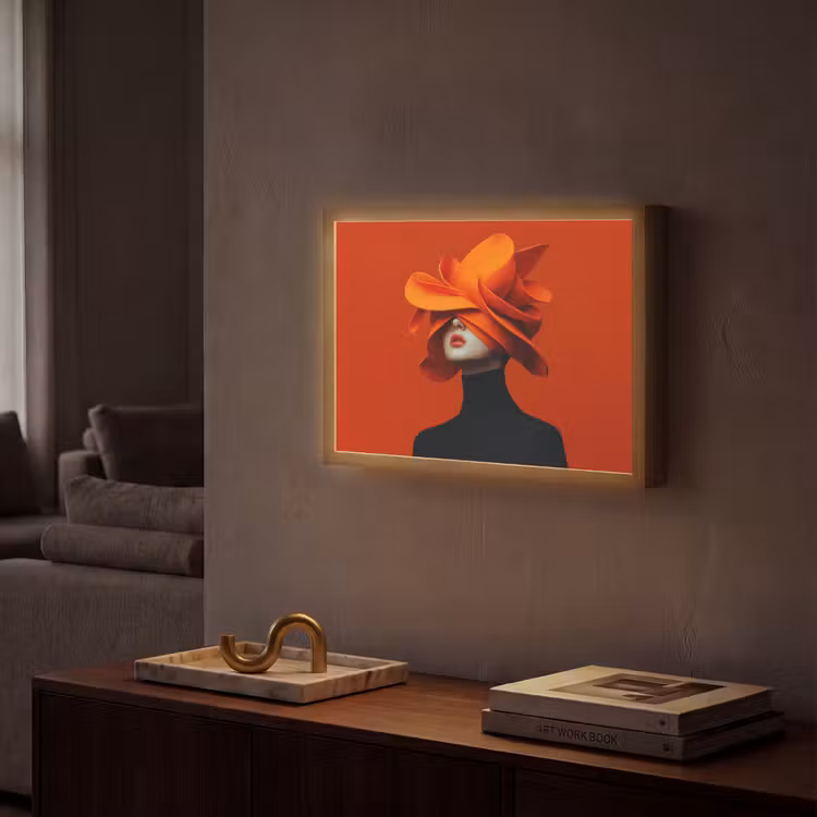 Lightbox - Wandlamp - Oranje - Hoed - Vrouw — 2