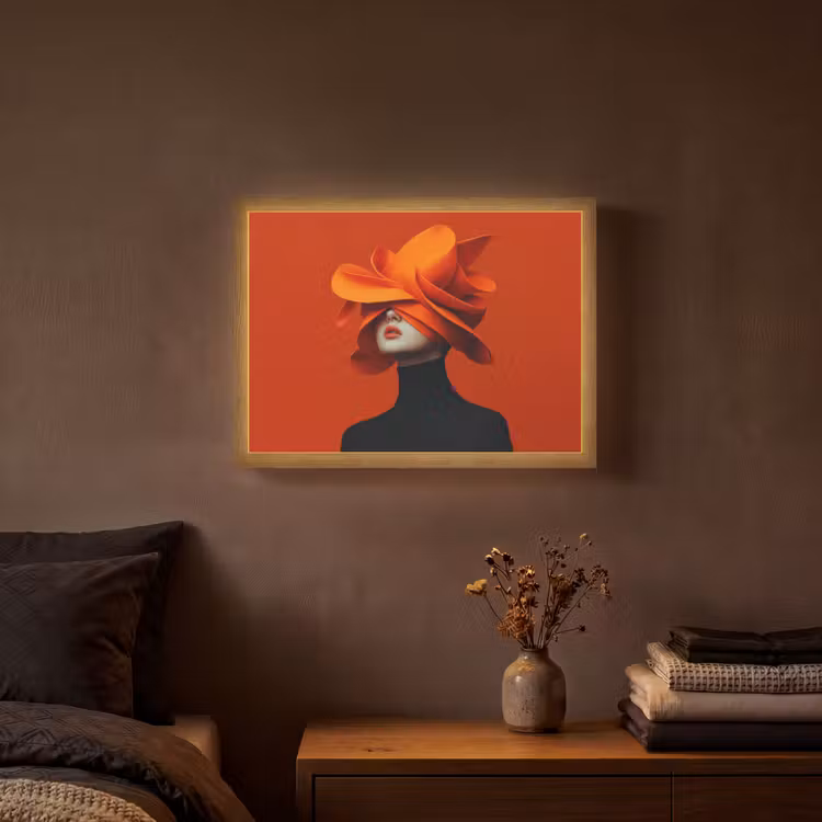 Lightbox - Wandlamp - Oranje - Hoed - Vrouw — 3