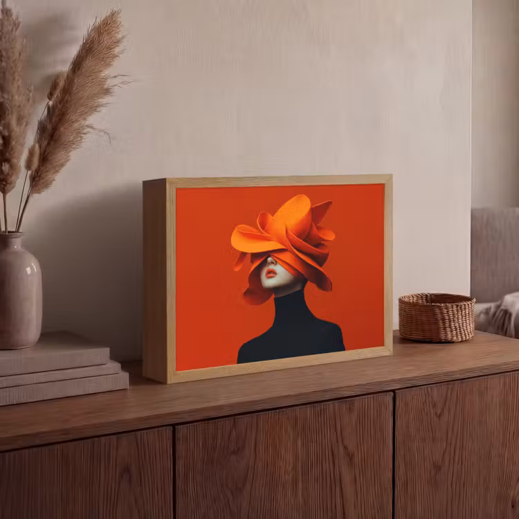 Lightbox - Wandlamp - Oranje - Hoed - Vrouw — 4