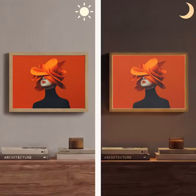 Lightbox - Wandlamp - Oranje - Hoed - Vrouw — 6