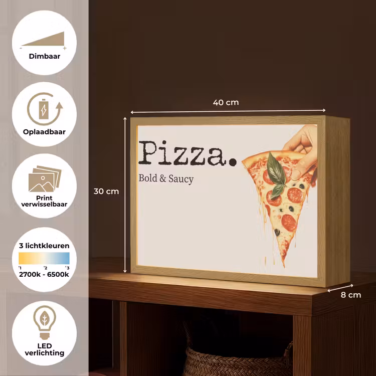 Lightbox - Wandlamp - Pizza - Kaas - Pepperoni — 10