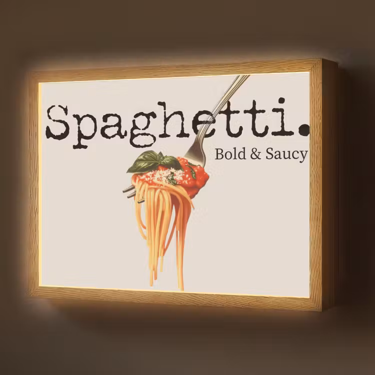 Lightbox - Wandlamp - Spaghetti - tomatensaus - Parmezaanse kaas — 1