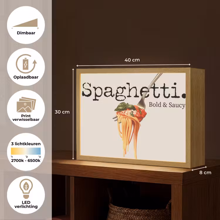Lightbox - Wandlamp - Spaghetti - tomatensaus - Parmezaanse kaas — 10