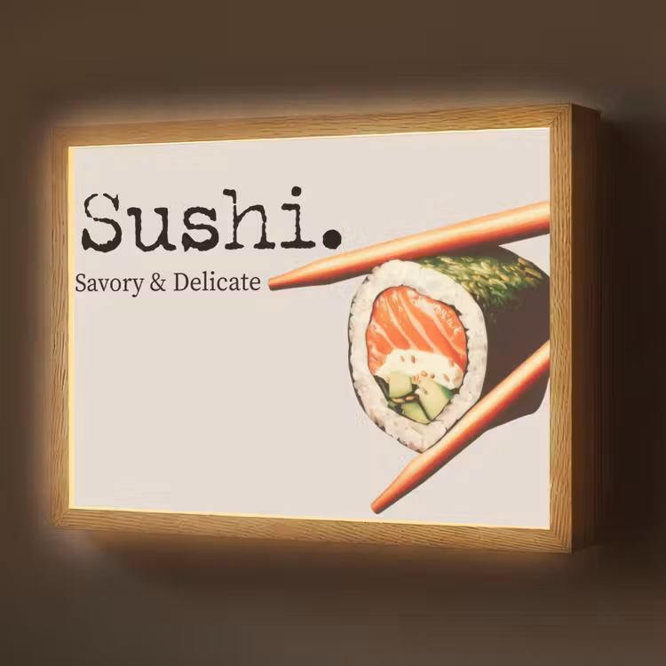 Lightbox - Wandlamp - Sushi - Zalm - Rijst - Japans — 1