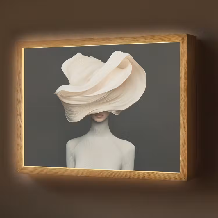 Lightbox - Wandlamp - Vrouw - Beige - hoed — 1