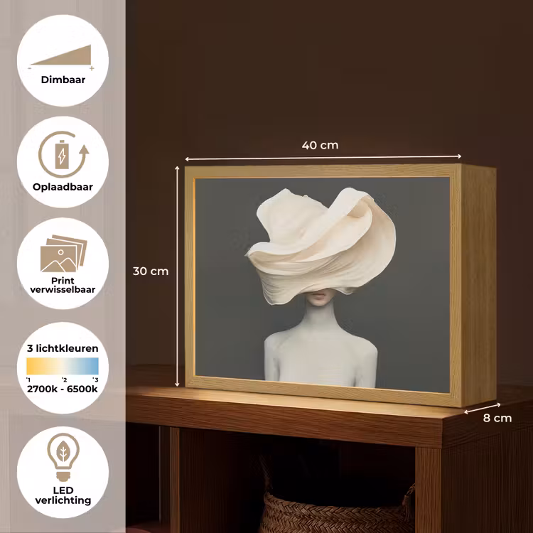 Lightbox - Wandlamp - Vrouw - Beige - hoed — 10