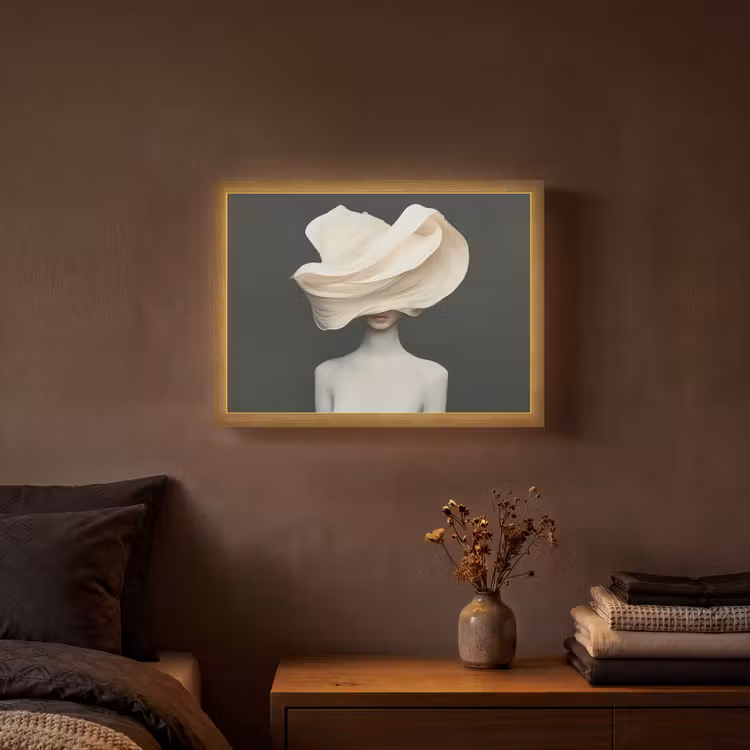 Lightbox - Wandlamp - Vrouw - Beige - hoed — 3