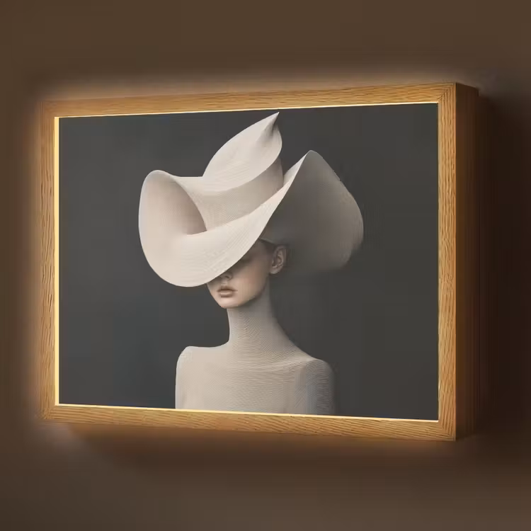 Lightbox - Wandlamp - Vrouw - Golvende - Hoed — 1